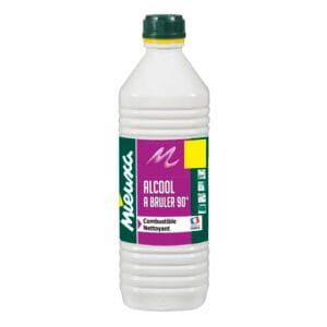 Alcool à brûler 90° Mieuxa flacon de 1 L, colis de 12