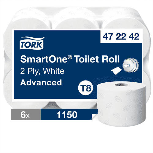 Papier toilette rouleau mini géant Tork Ecolabel blanc 207m prédécoupé 13,4 x 18 cmColis de 6 rouleaux de 207m.