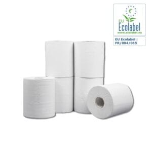 Bobine d'essuyage blanche dévidage central Paredes EcoCompact 800 formats 18,2 x 19 cm EcolabelColis de 6 rouleaux de 800.