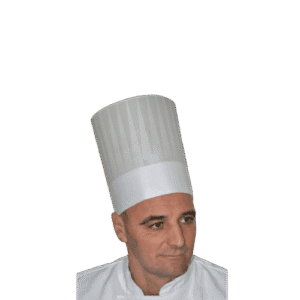 Toque droite non-tissé blanc plis imprimés réglable hauteur 20cm Paredes  Colis de 5 sachets de 10