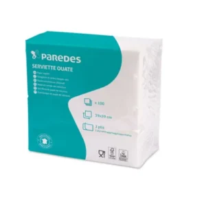 100 Serviettes papier 39x39 cm 2 plis blanche Ecolabel Paredes